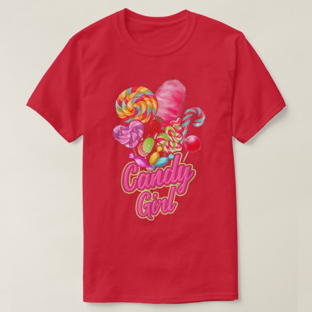 Camiseta Dulce Y Chica Cute Dulce Candy Trepador De Algodón (Diseño del anverso)