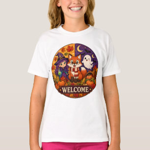 Camiseta Dulce Zorro de Halloween Bruja Fantasma Otoño Invi