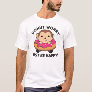 Camiseta Dulces Animales Graciosos De Monos En Rosa Donut