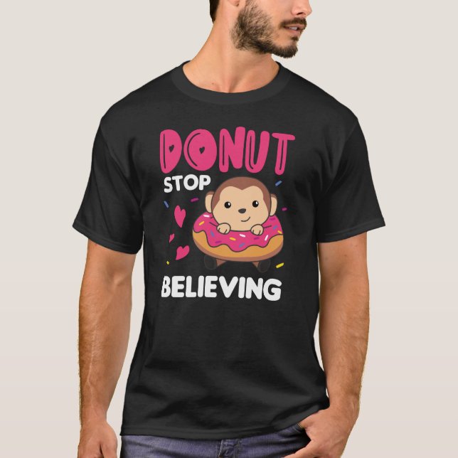 Camiseta Dulces Animales Graciosos De Monos En Rosa Donut (Anverso)