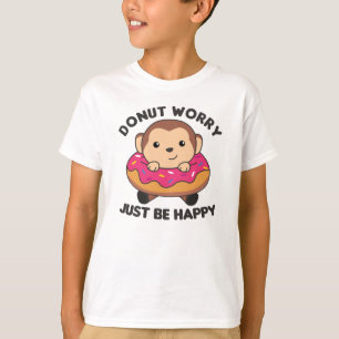 Camiseta Dulces Animales Graciosos De Monos En Rosa Donut