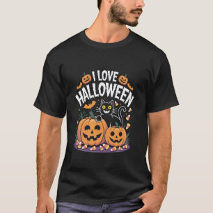 Camiseta Dulces de gato de calabazas de Halloween que amo