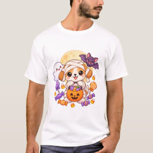 Camiseta Dulces de Halloween de Perrito Momia Kawaii Adorab