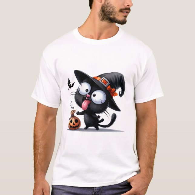 Camiseta Dulces de Halloween divertidos de bruja y gato esp (Anverso)