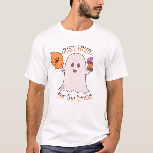 Camiseta Dulces de Halloween Fantasma y Golosinas (Anverso)