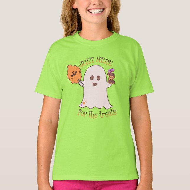 Camiseta Dulces de Halloween Fantasmas y Golosinas (Anverso)