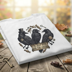 Camiseta Dulces de Halloween Trío de Cuervo Antiguo