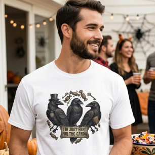 Camiseta Dulces de Halloween Trío de Cuervo Antiguo