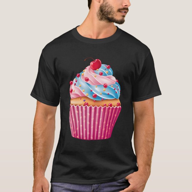 Camiseta Dulces K Cupcake Sprinkles Patrón de postres Comid (Anverso)
