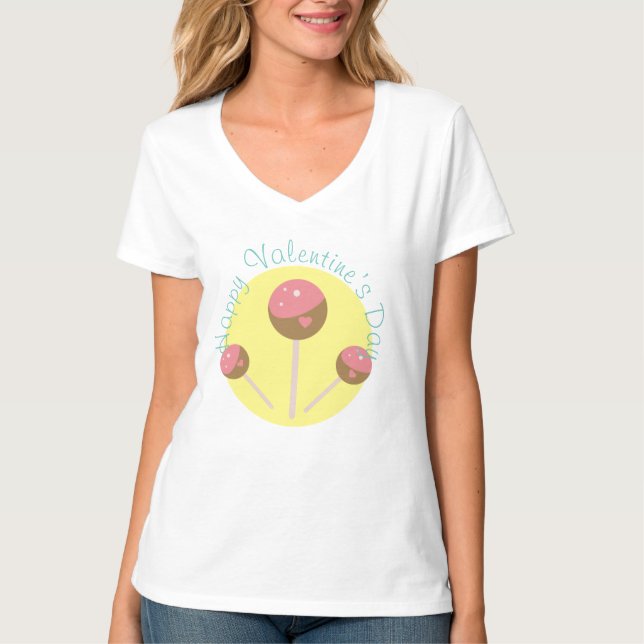 Camiseta Dulces Paletas de Cumpleaños de San Valentín Rosad (Anverso)