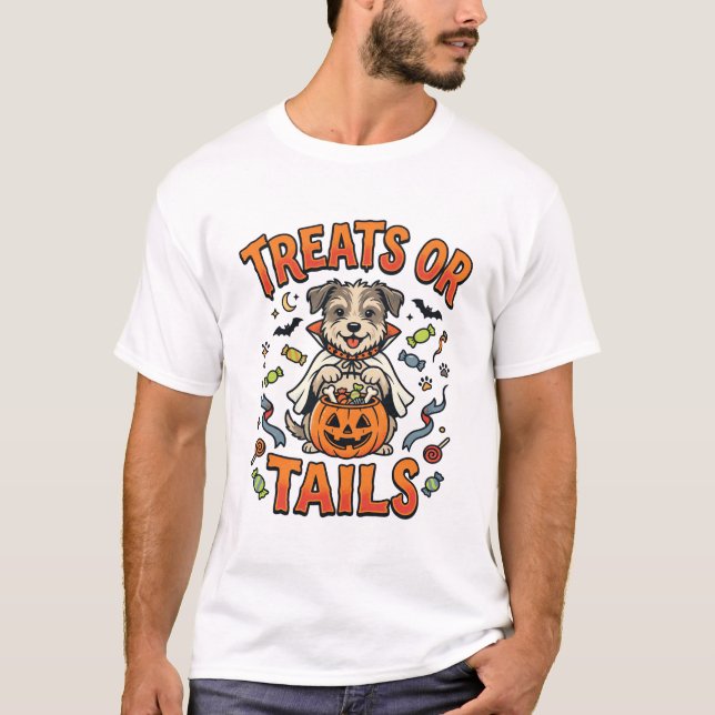 Camiseta Dulces travesuras de perro de Halloween (Anverso)