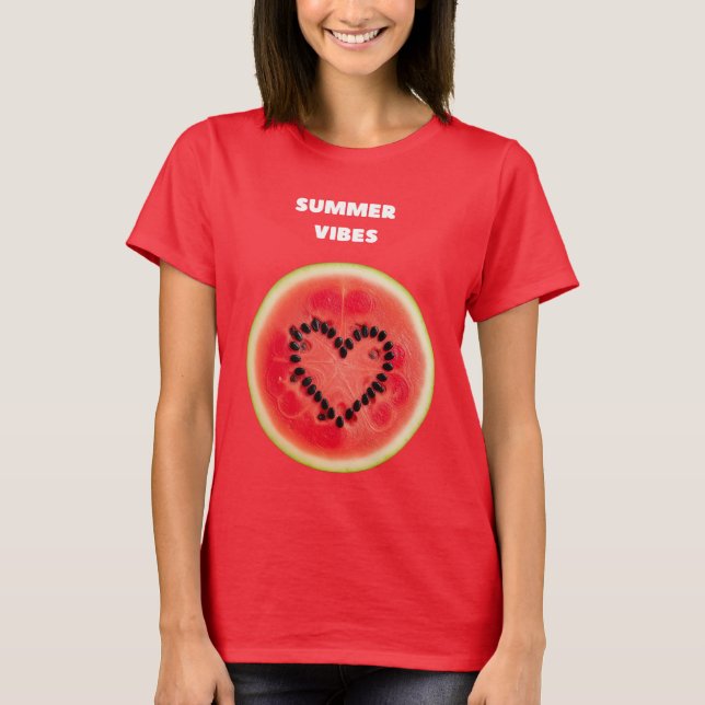 Camiseta Dulces vibraciones de verano - Corazón de sandía (Anverso)