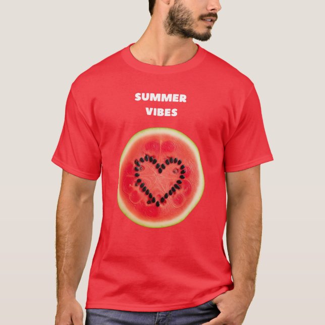 Camiseta Dulces vibraciones de verano - Corazón de sandía (Anverso)