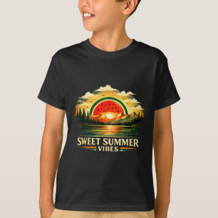 Camiseta Dulces vibraciones de verano sandía puesta de sol 