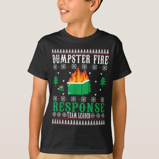 Camiseta Dumpster Fire Resnse Team Leader Christmas Ugly Sw (Anverso)