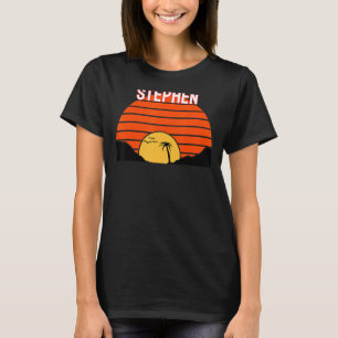 Camiseta Dunas de arena retro Stephan Palm Tree Sunset Retr