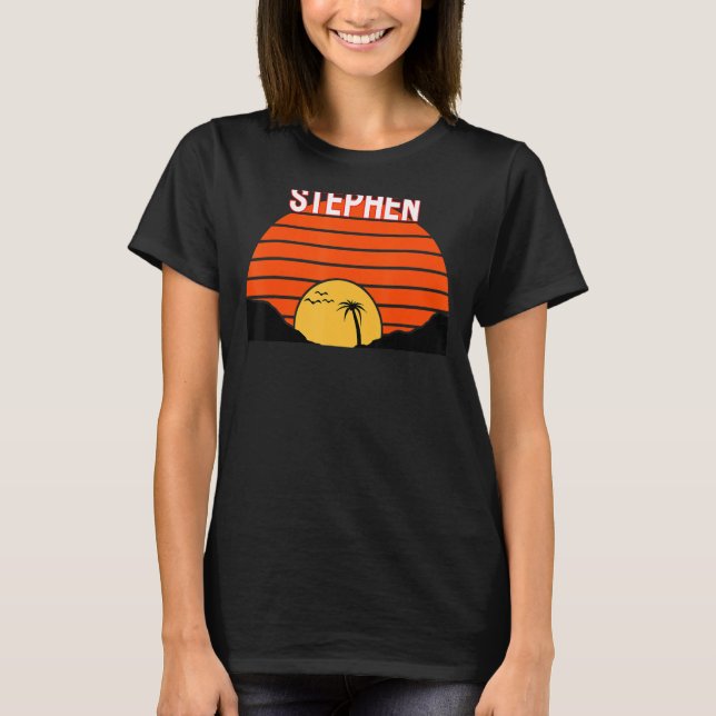 Camiseta Dunas de arena retro Stephan Palm Tree Sunset Retr (Anverso)