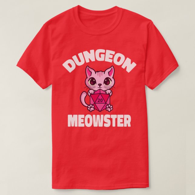 Camiseta Dungeon Meowster Cat Tabletop Polyhedral (Diseño del anverso)
