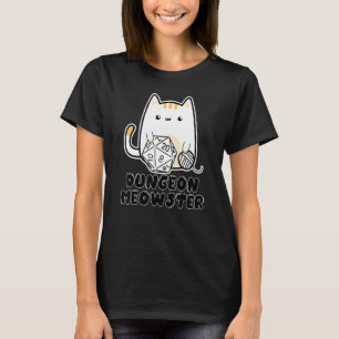 Camiseta Dungeon Meowster Cute Cat D20 tablero de dadosJueg