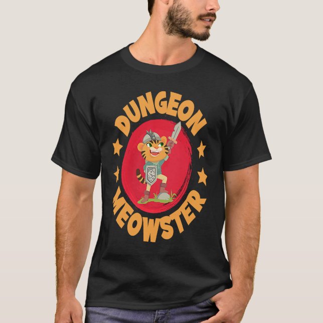 Camiseta Dungeon Meowster Escudo de espadas Knight Castillo (Anverso)