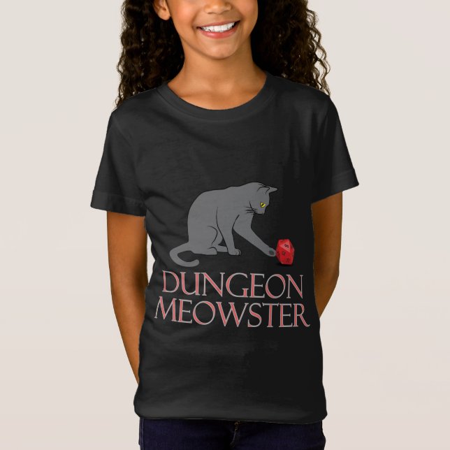 Camiseta Dungeon Meowster Funny RPG Cat con dados (Anverso)