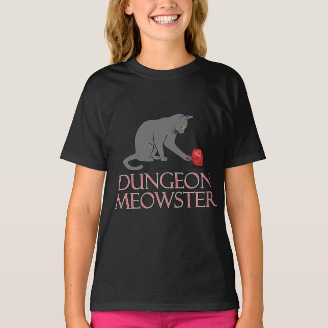 Camiseta Dungeon Meowster Funny RPG Cat con dados (Anverso)
