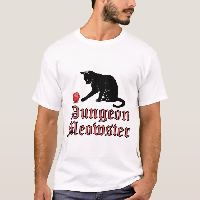 Camiseta Dungeon Meowster Funny RPG Cat con dados (Anverso)