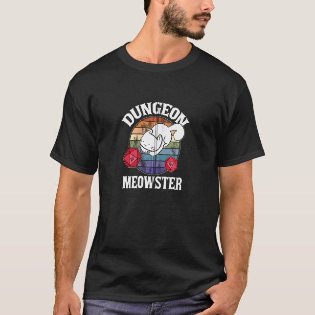 Camiseta Dungeon Meowster Nerdy D20 Dice Nerd Kitten Cat Rp (Anverso)