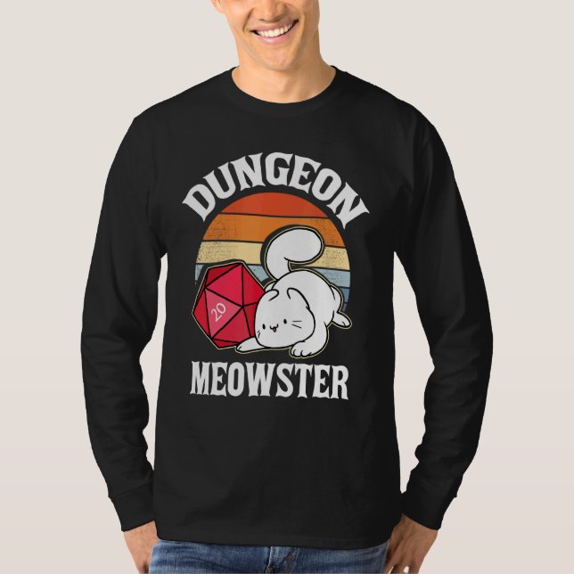 Camiseta Dungeon Meowster Nerdy D20 Dice Nerd Kitten Cat Rp (Anverso)