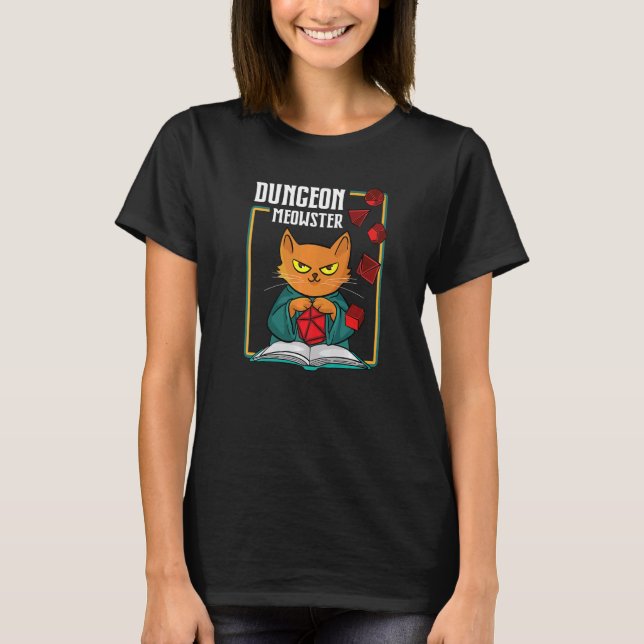 Camiseta Dungeon Meowster RPG Tabletop Juego DM Reproducció (Anverso)