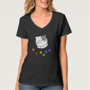 Camiseta Dungeon Meowster Y Nerdy Cat Polyhedral Dice Set