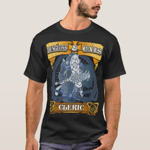 Camiseta Dungeons and Cats Cleric Kitten Cat Dice Nerd RPG