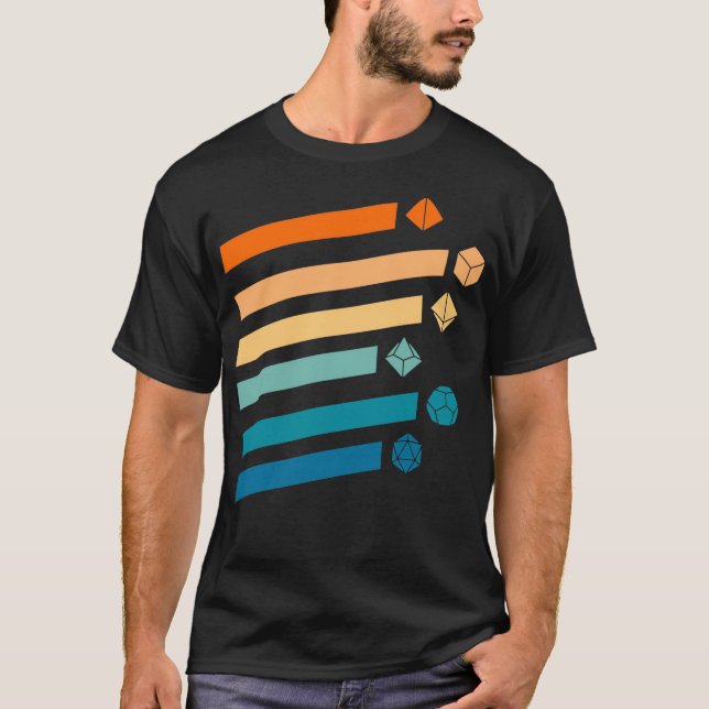 Camiseta Dungeons Dice Tshirt, D20 Dragons Tshirt, Retro D2 (Anverso)