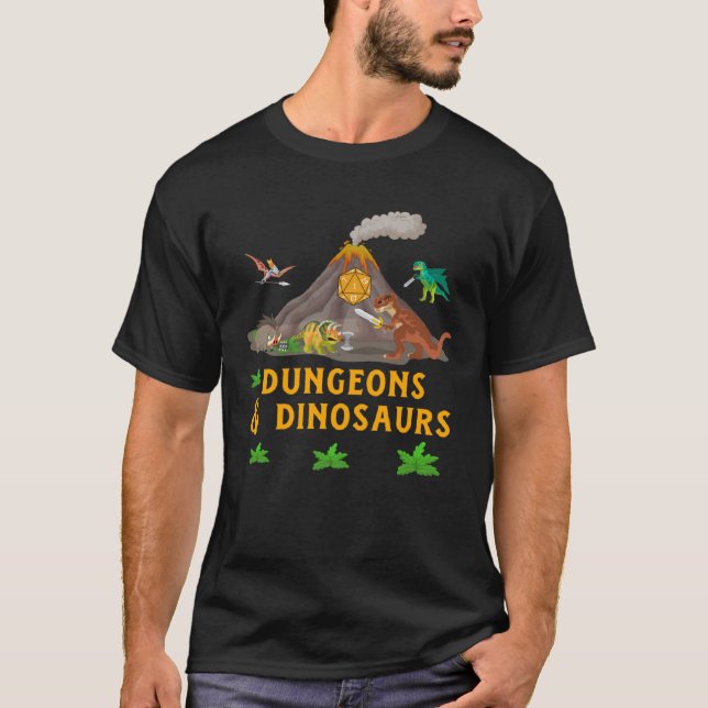 Camiseta Dungeons + Dinosaurs Role Playing  Tabletop Fantas (Anverso)