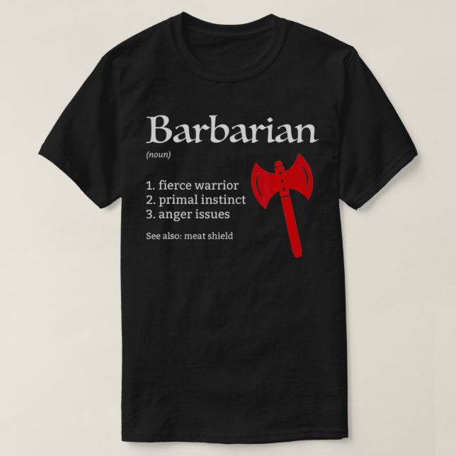 Camiseta Dunguisos de definición de clase bárbara y dragón  (Diseño del anverso)