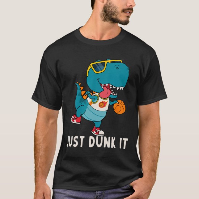 Camiseta Dunk It Fun Dinosaur Bysketbyll League Slam D (Anverso)