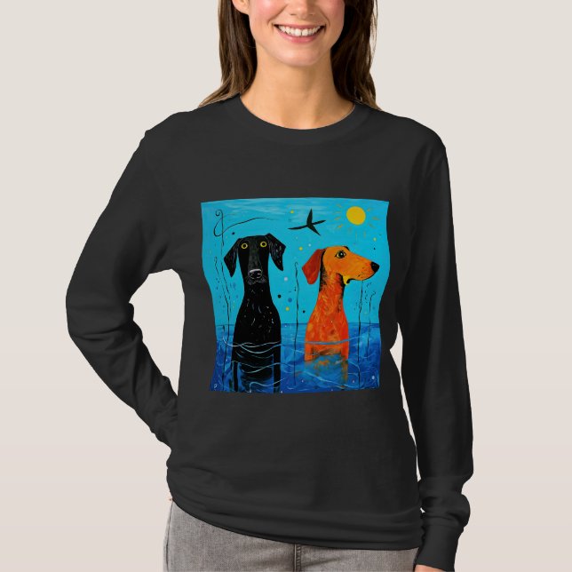 Camiseta "Dúo acuático de alegría" - Perros surrealistas co (Anverso)