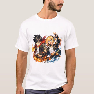 Camiseta Dúo de Aventura en Patineta Ola de Fuego