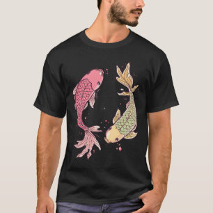 Camiseta Dúo de peces koi rosados y verde amarillento