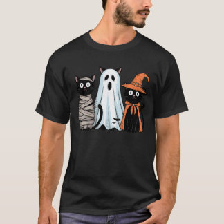 Camiseta Dúo de trío retro divertido de Halloween de gatos