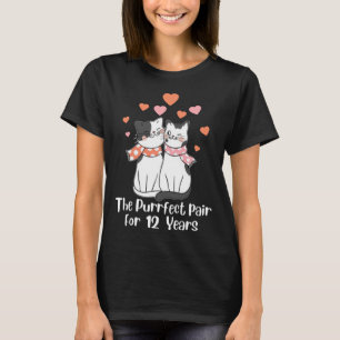 Camiseta Duodécimo aniversario boda para el amante del gato
