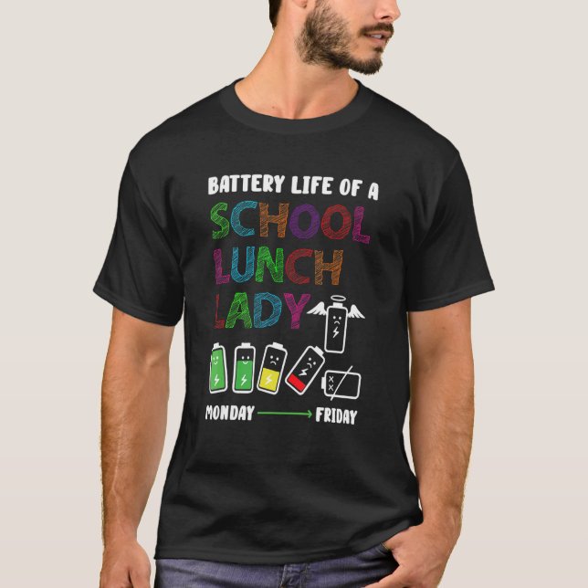 Camiseta Duración de la batería Almuerzo Lady Cafetería Pre (Anverso)