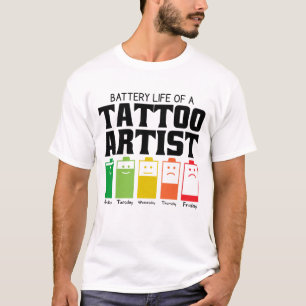 Camiseta Duración De La Batería De Un Artista De Tatuajes