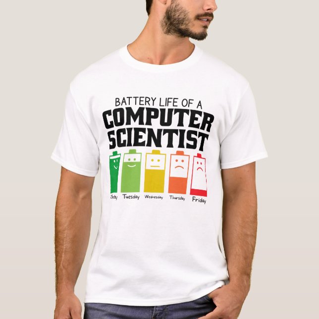 Camiseta Duración De La Batería De Un Científico Informátic (Anverso)