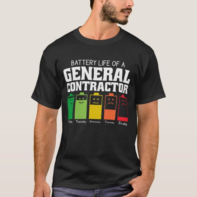 Camiseta Duración De La Batería De Un Contratista General (Anverso)