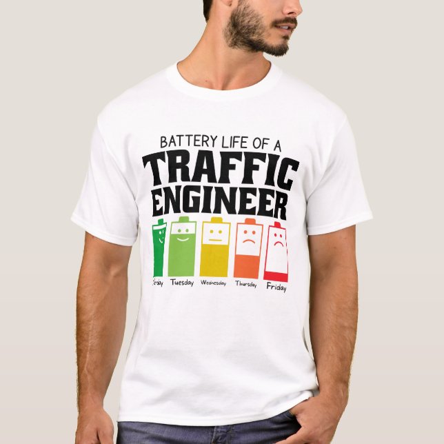 Camiseta Duración De La Batería De Un Ingeniero De Tráfico (Anverso)