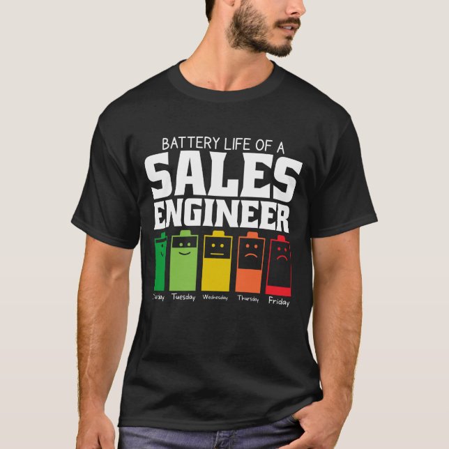 Camiseta Duración De La Batería De Un Ingeniero De Ventas (Anverso)