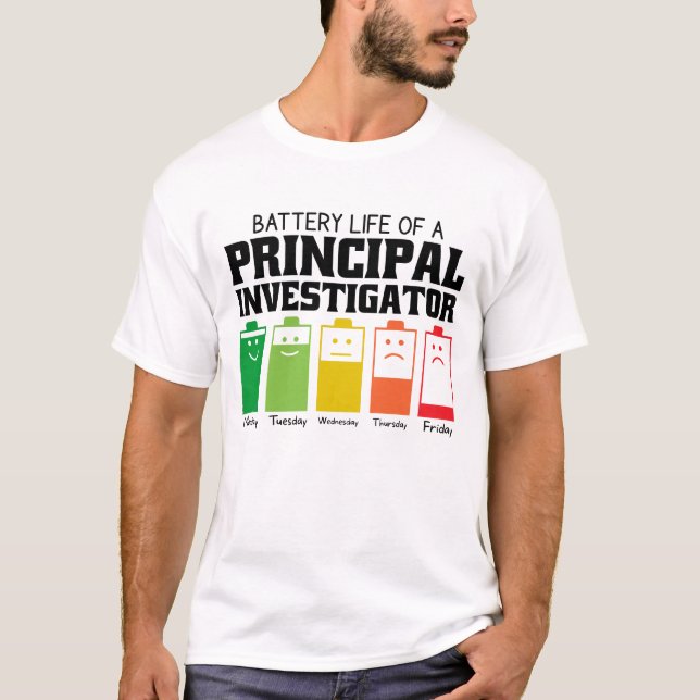 Camiseta Duración De La Batería De Un Investigador Principa (Anverso)