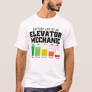 Camiseta Duración De La Batería De Un Mecánico De Ascensor