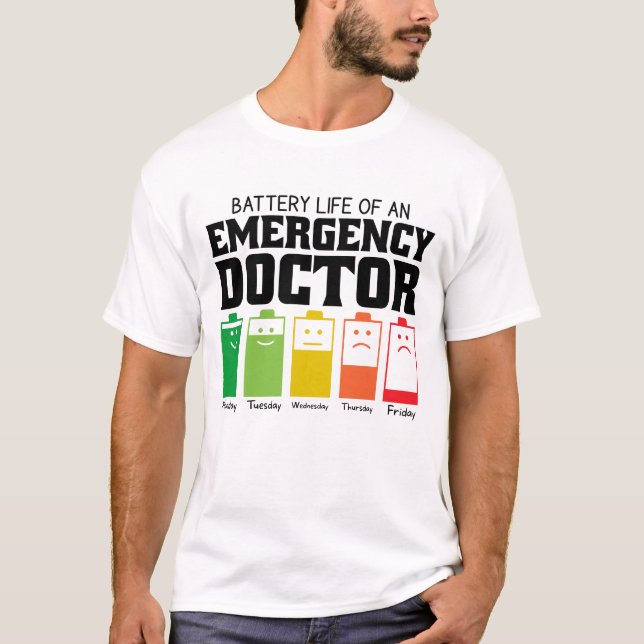 Camiseta Duración De La Batería De Un Médica De Emergencia (Anverso)